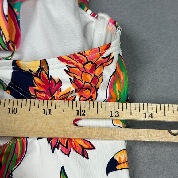 Mynah Tankini Swimsuit Top Womens Medium Tropical Parrots Print Underwire Beach - Picture 8 of 11